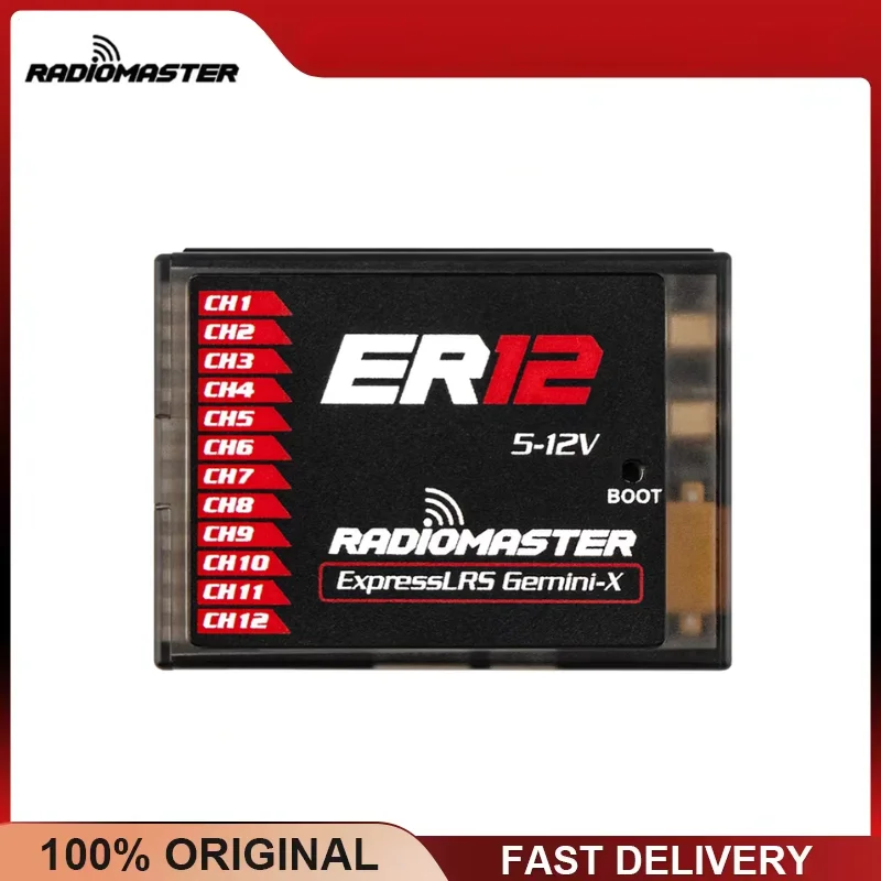 ExpressLRS PWM Receiver RadioMaster ER12 Gemini-X 12CH Dual Band Antenna RC Aircraft Servo Parts