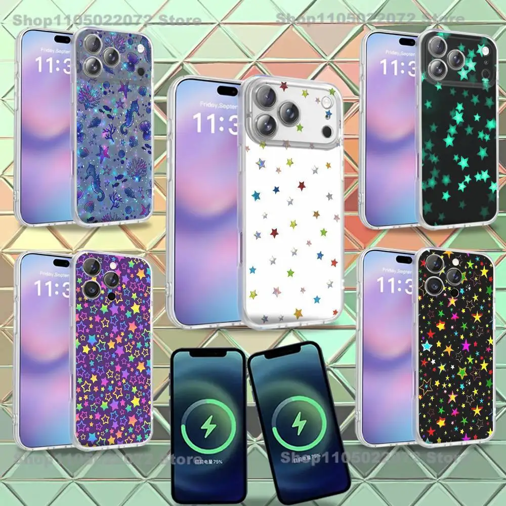 

Cool Colorful Star Phone Case For iPhone 16,14,11,17,13,15,12,Air,Plus,Pro,Max,E,Mini Frosted for MagSafe Magnetic Wireless