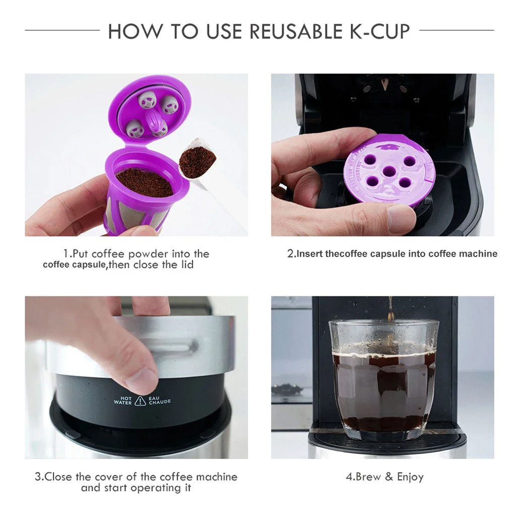 2 Pcs Refillable Coffee Capsules Machine Tea Filter with Cover Reusable Filters