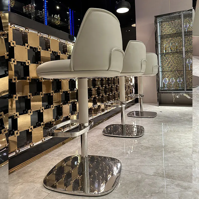 لهجة رمادي مقاعد للبار تصميم دوار مطعم المعادن الحد الأدنى كراسي بار الحلاق الاسترخاء هزاز كرسي دي بار أثاث الصالون