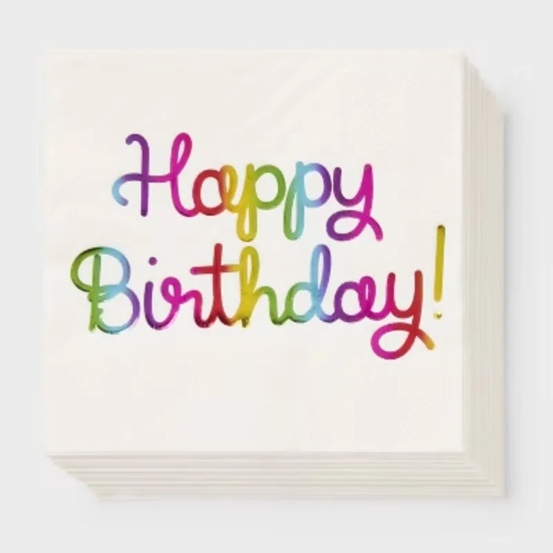 30ct "Happy Birthday" Rainbow Foil Lunch Napkins