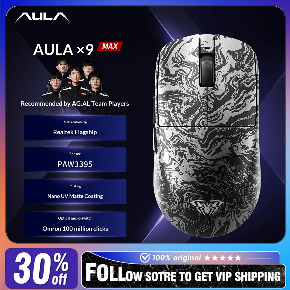 

AULA X9Pro/MAX PAW3395 Gaming Mouse Wireless Bluetooth Tri-mode Ergonomics 8k X9Ultra PAW3950 Super Performance Mouse Gifts