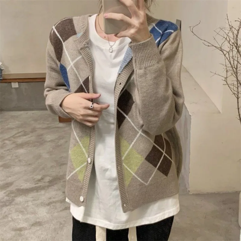 Knitted cardiga women outerwear spring and autumn new British loose temperament versatile women long sleeved sweater jacket