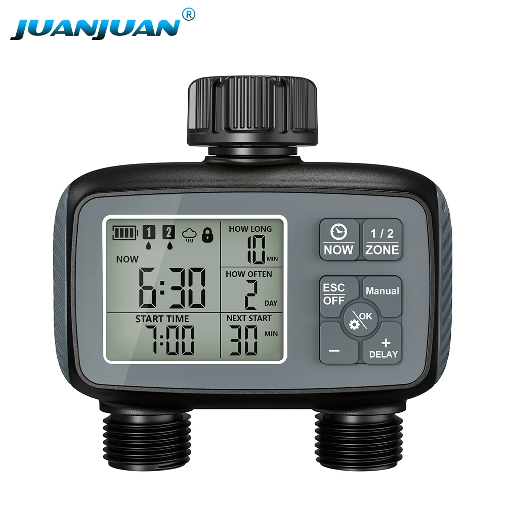 2-Outlets Water Timer Programmable Garden Hose Sprinkler Timer for Yard Lawn Faucet Automatic Irrigation Valve Controller
