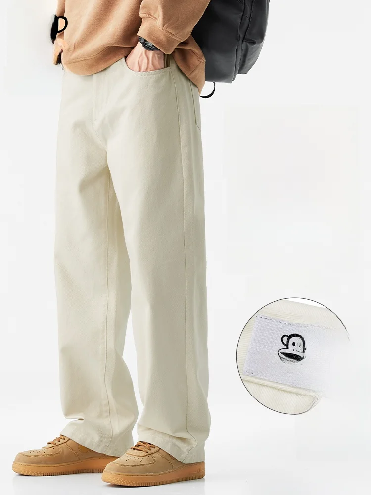 

PaulFrank High Street Casual Pants Men Winter Loose Warm Fce Pure Cotton Wide Leg Long Trousers Straight Leg mid Waist