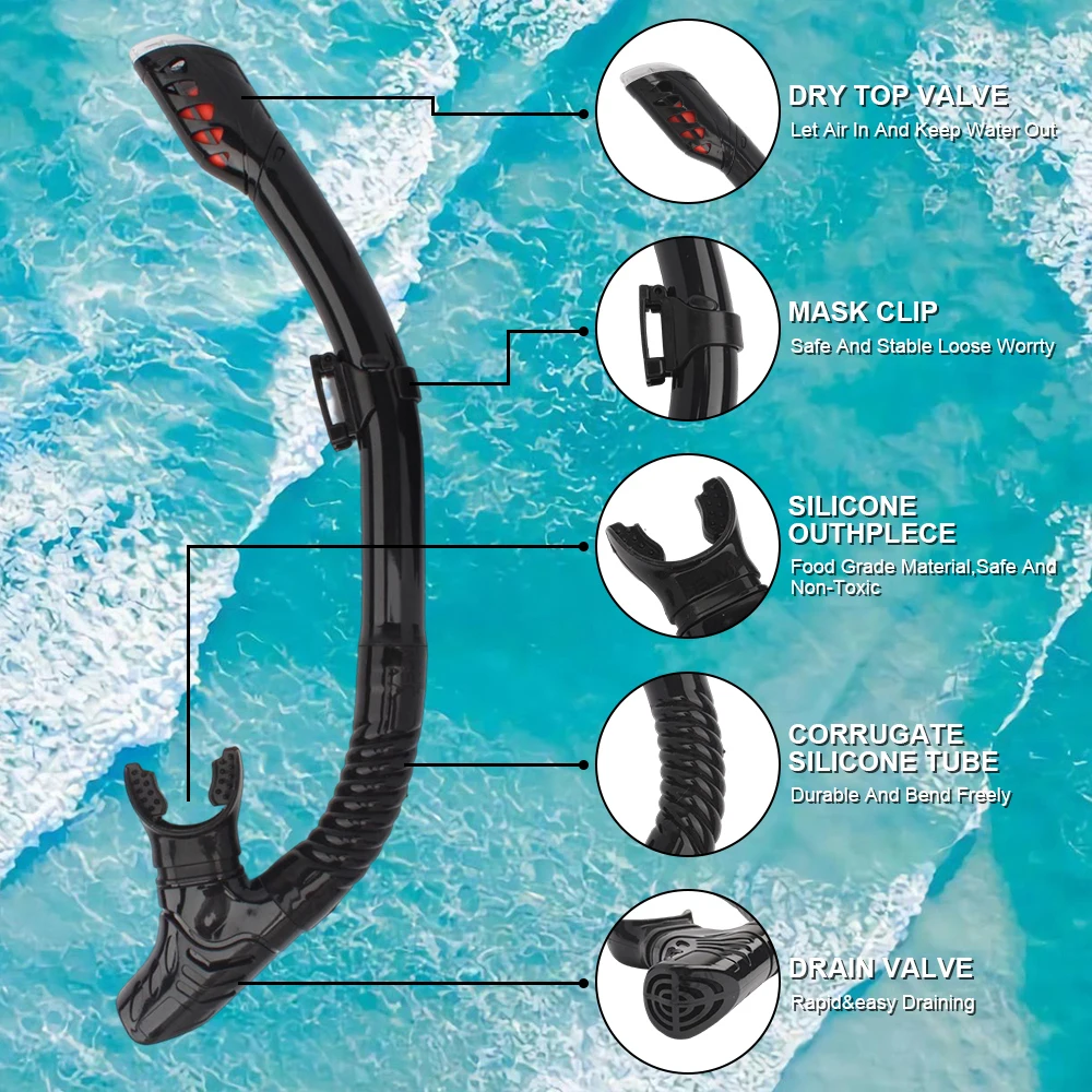 New Diving Snorkel Professional Swimming Diving Breathing Tube Hose Dry Adult Children Underwater Snorkeling Diving Equipment
