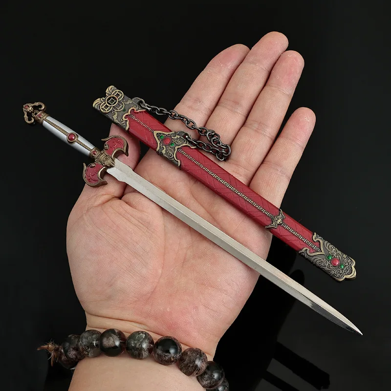 22 CM Cinese Antico Arma Fredda Fu Lu Spada Armi Artigianali In Metallo Modello Da Collezione Ornamenti Da Scrivania Regalo Creativo per il Fidanzato