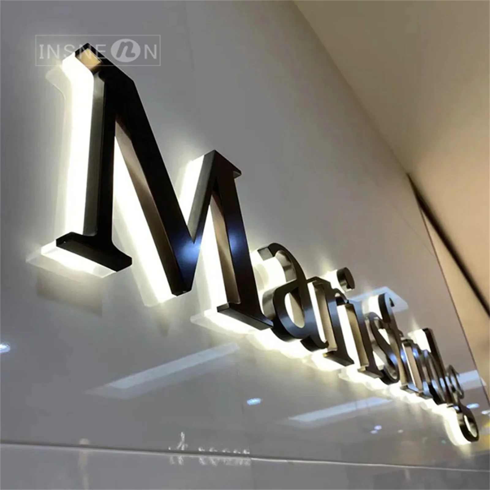 Letrero LED retroiluminado con letras luminosas de Metal, decoración de letras de pared, publicidad de oficina para letreros LED de negocios