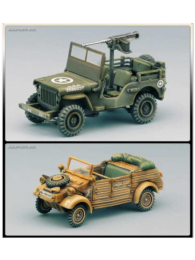 Academy Assembled Model Kit 13416 82 Jeep + Half Track Motorcycle + Willis Jeep 1/72