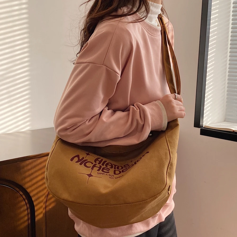 Canvas Crossbody Bag Large Capacity Women Ladies Handbags Fashion Letter Printed Simple Casual Female Shopping Tote for Travel