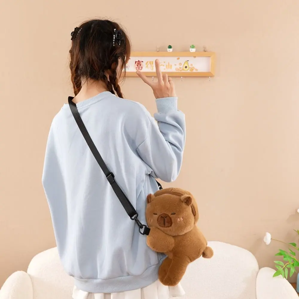 Animal Cartoon Capybara Plush Handbag Large Capacity Stuffed Capybara Crossbody Bag Cute Fashion Capybara Plush Backpackc Couple