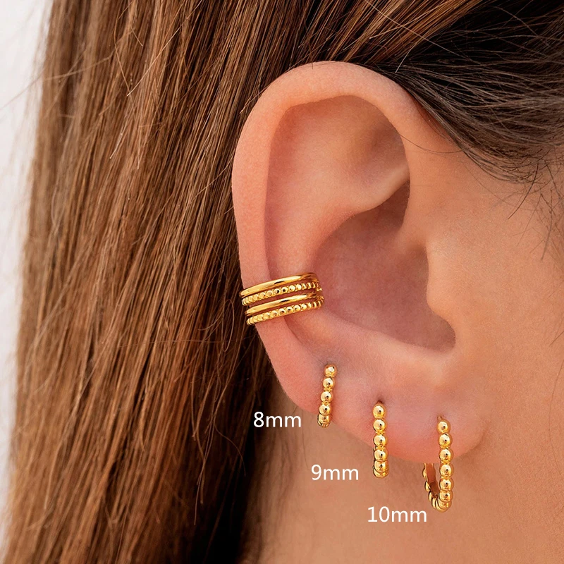 ต่างหูแบบห่วงเข็มเงินแท้แบบ925ต่างหูห่วงวงกลมรูปทรงเรขาคณิตแบบเรียบง่ายสำหรับผู้หญิงของขวัญเครื่องประดับแฟชั่นแนววินเทจประดับลูกปัดขนาดเล็กสำหรับปาร์ตี้