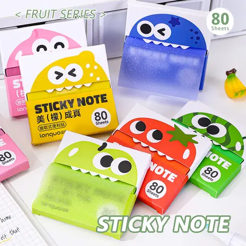 ​80 Sheets/Box Pull-Type Sticky Note Pearlescent Transparent Paper Self-Adhesive Memo Pads for Office & School Stationery Supply