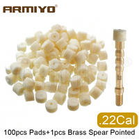 Armiyo .17Cal ~ .38Cal 100Pcs Wool Felt Polishing Pad With Hole Spear Pointed Carbon Deposits Bore Mop Gun Brush Cleaning Tool