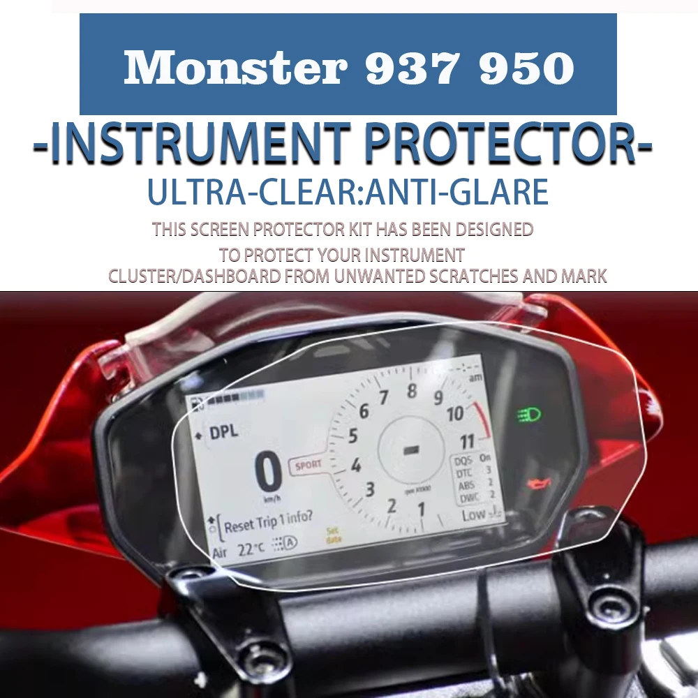 For  Monster 937 950 Motorcycle Instrument Film Transparent Protective HD Thickened Waterproof