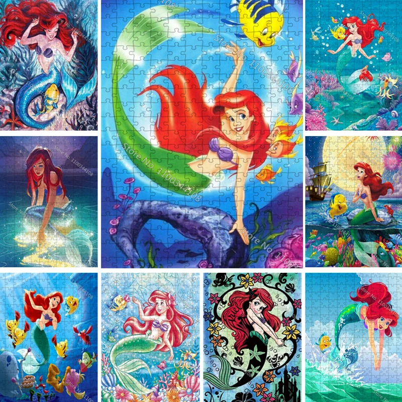 

Disney Little Mermaid Jigsaw Puzzle Princess Ariel 300/500/1000 Pcs Paper Wooden Puzzles Children's Intelligence Development Toy