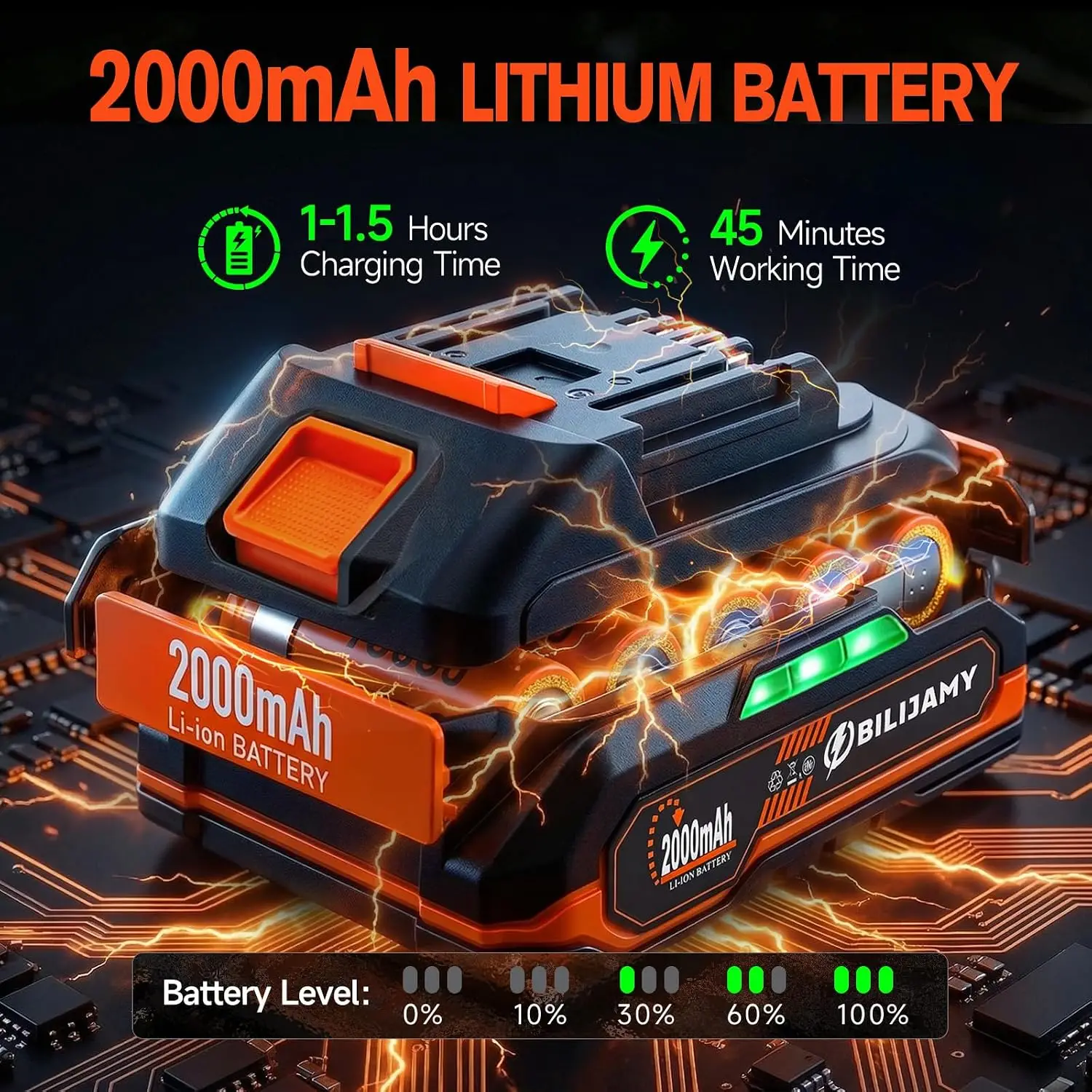 6 Inch Cordless Electric Chainsaw, Portable Battery-Powered Chainsaw with 2.0Ah Battery