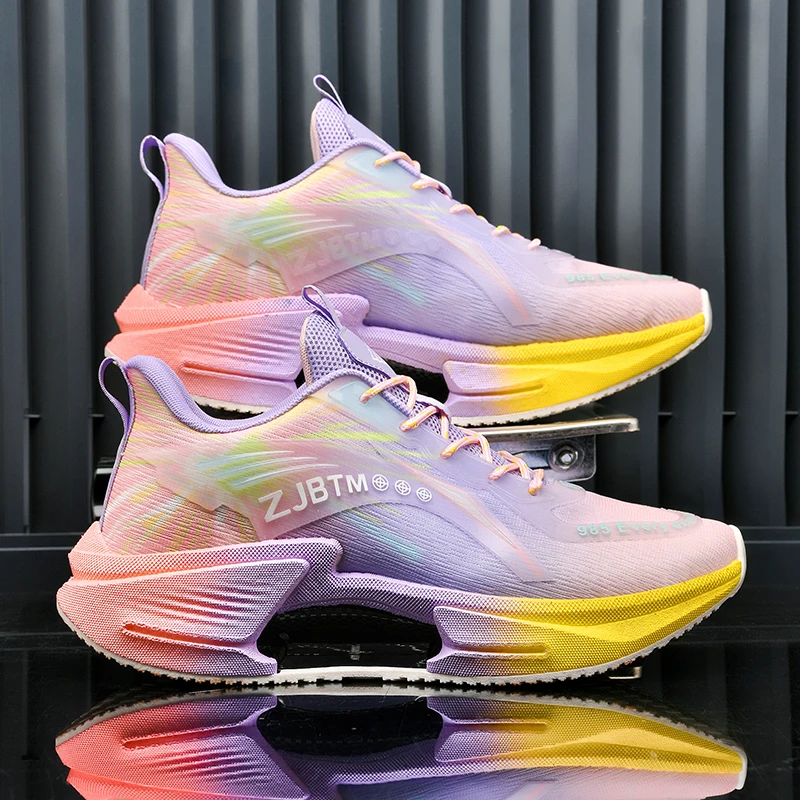 Men Running Shoes Carbon Plate Speciality Marathon Sports Breathable Lightweight Women's Comfortable Nonskid Leisure Sneakers