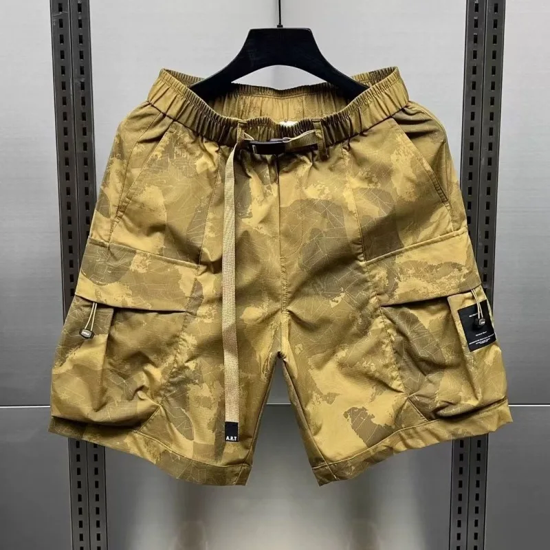 

Мужские шорты-карго до колена, уличные камуфляжные дышащие износостойкие шорты с большими карманами, спортивные пляжные повседневные шорты с эластичной резинкой на талии