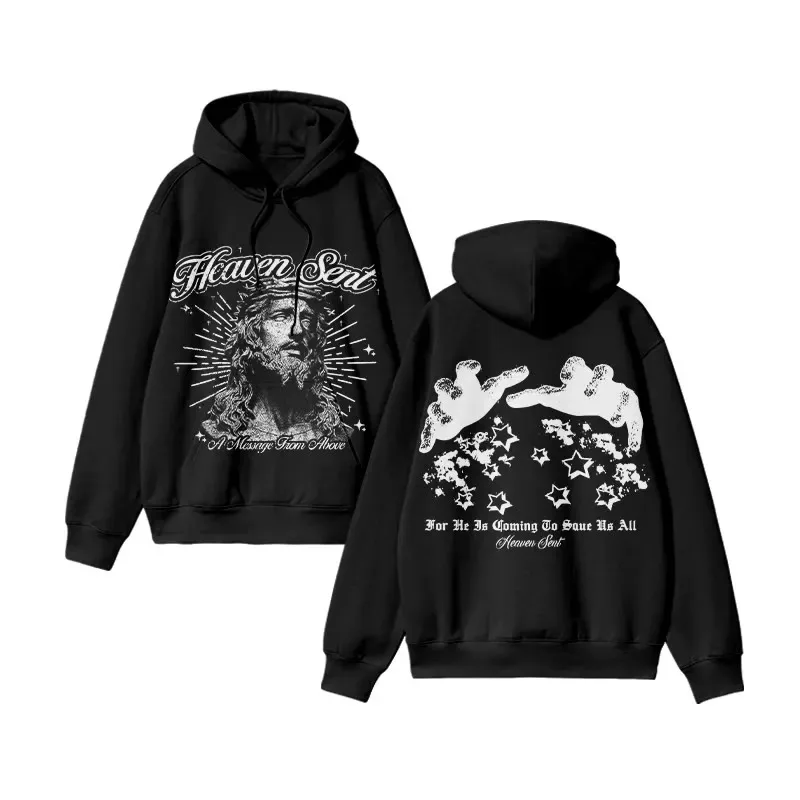 

2025 Autumn and Winter Unisex for He Is Coming To Save Us All Print Hoodie High-end Luxury Is for Both Men and Women Top Y2k