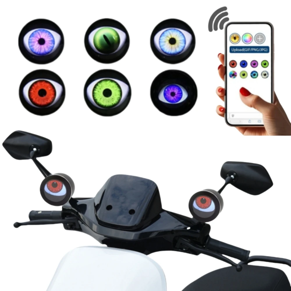 

2PCS Programmable Motorcycle LED Bicycle Eyes Animated LED Rear Bike Lights WIFI Remote Control Dynamic Devil Eyes Lamp