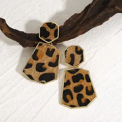 Freetry Classic Leopard Print Geometric Drop Earrings for Women Fashion Irregular Snake Skin Dangle Earrings Party Jewelry Gifts