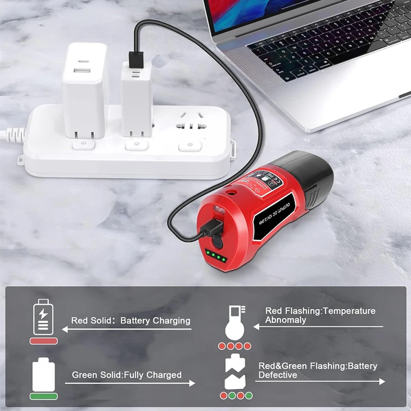 Battery Charger USB Adapter for Milwaukee 12V Lithium Battery,USB Power Source Replacement Adapter Charger for Milwaukee 12V