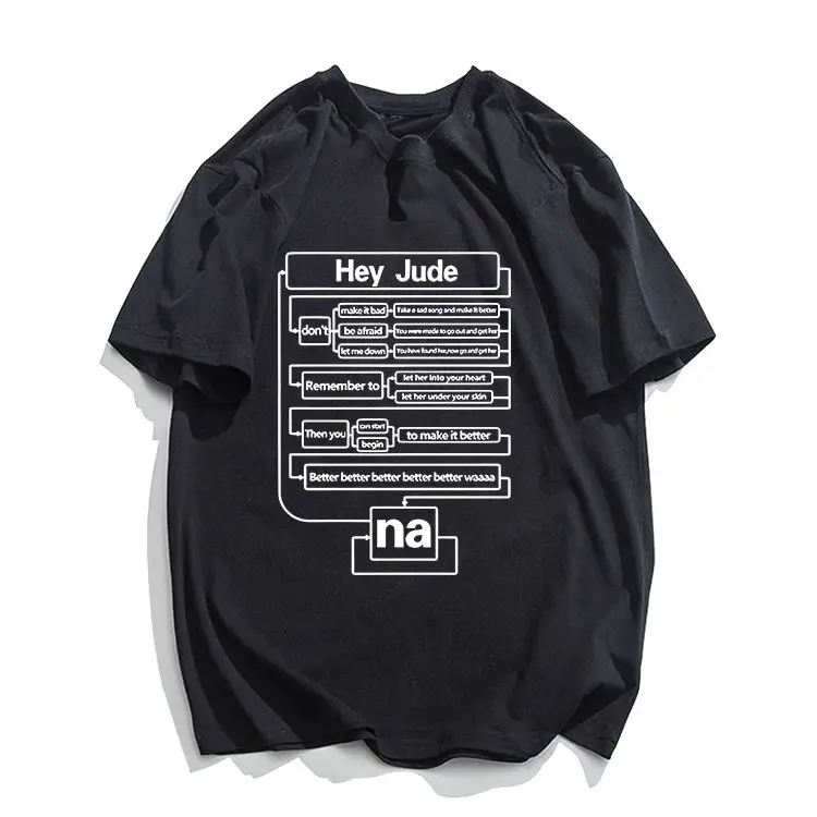 تي شيرت البيتلز يا جود بأكمام قصيرة فضفاض وكاجوال، يتميز بهيب هوب معدني وقطن خالص #1