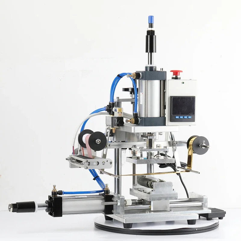 Machine d'Estampage à Chaud pour Bouteilles Cosmétiques, Rouleau Pneumatique d'Alimentation existent, Feuille d'Or