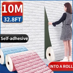 Pegatinas de paneles de pared de ladrillo de espuma 3D, papel tapiz autoadhesivo impermeable para sala de estar, calcomanía de pared, decoración del hogar, revestimiento de paredes, telón de fondo de TV