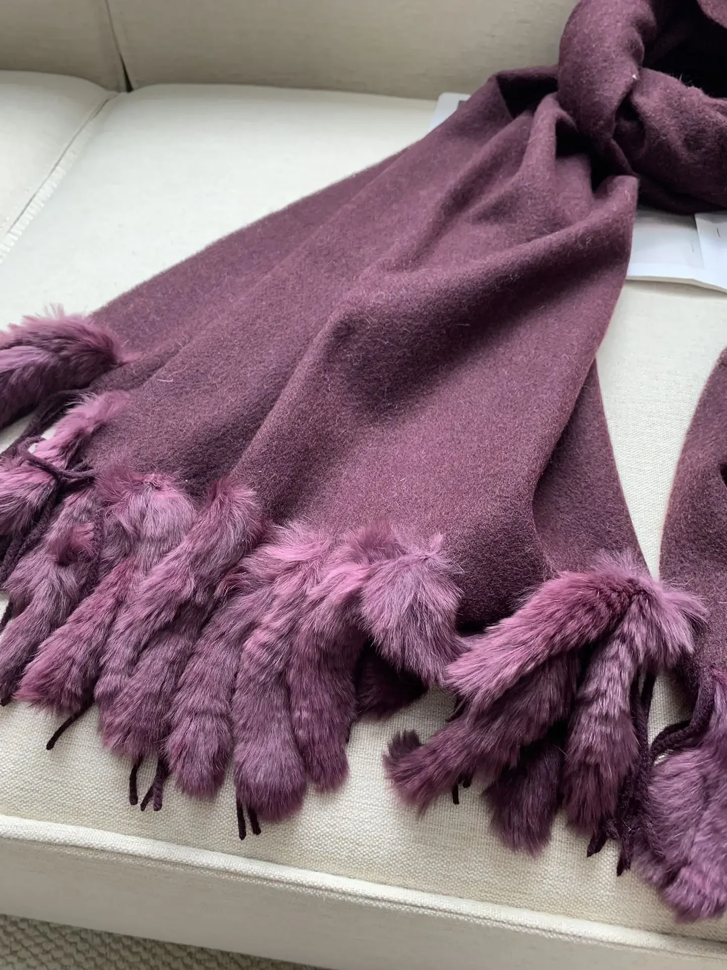 Autumn Winter Women's Wool Shawl Tassel Stitching Solid Color Elegant Ladies Scarf 70*200cm