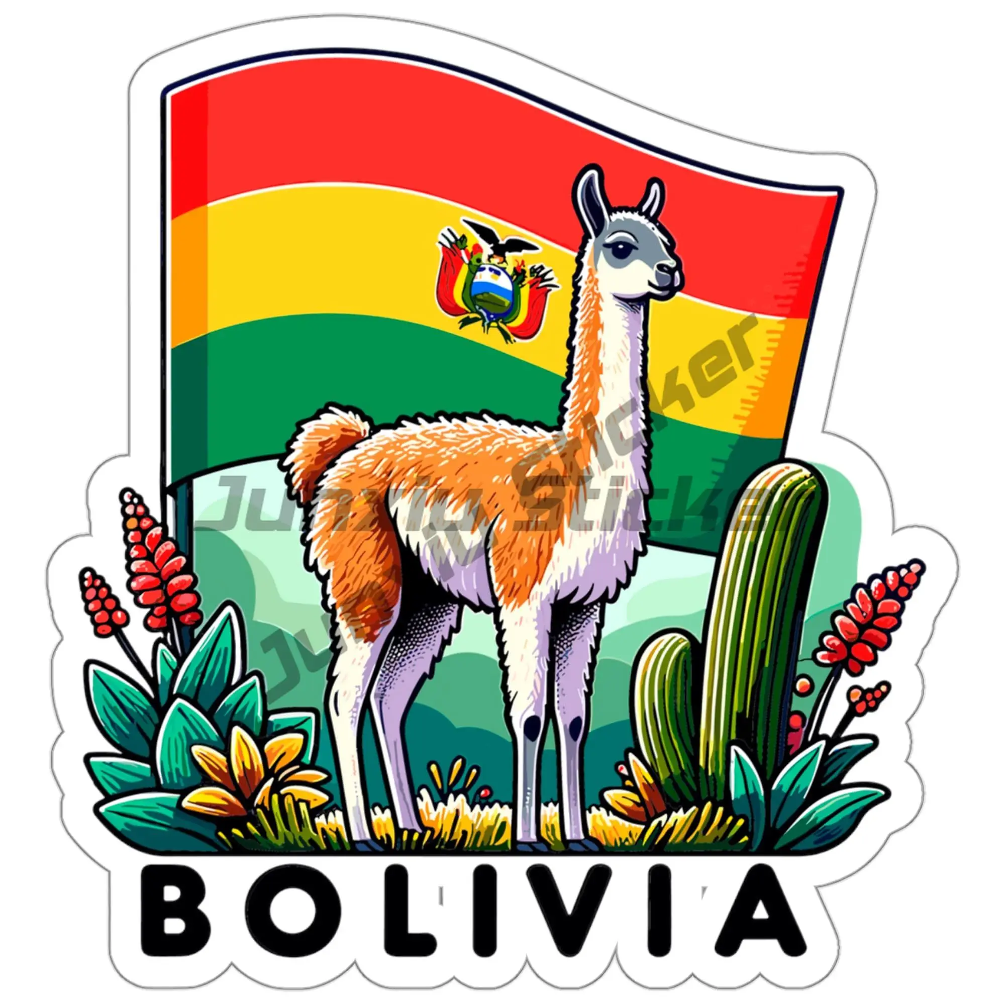 

Bolivia Flag Coat of Arms Sticker Bolivian Gay Rainbow Map Silhouette Oval BOL Waterproof South American Souvenir Decal JDM