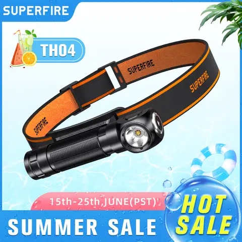새로운 SUPERFIRE TH04 LED 헤드램프 유형 C 충전식 90 °   헤드라이트 18650 손전등(표시자 자석 꼬리 포함), 헤드 플래시 라이트