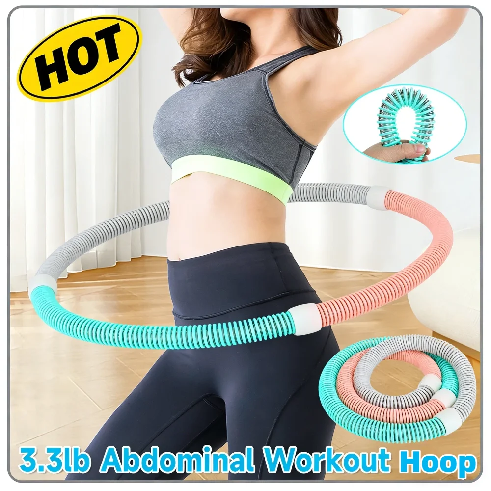 Aro de Ejercicio Abdominal Portátil con Resorte, Plegable, con Peso, Círculo de Fitness, 30 Minutos de Quema de Grasa, Tonificación Corporal Completa con Cinta Métrica