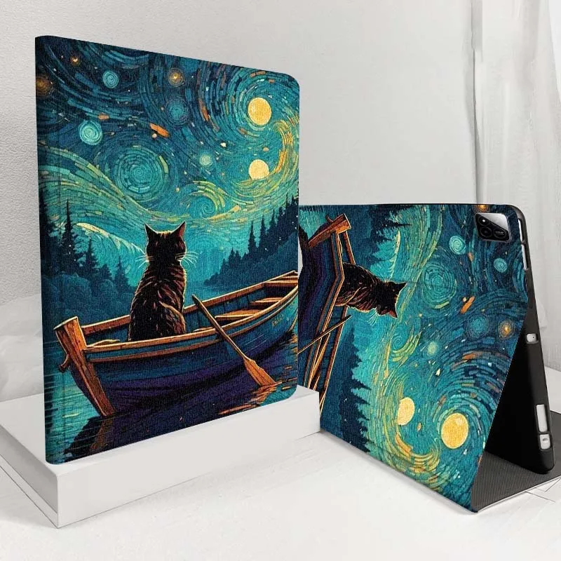 Anime retro cat pattern For Xiaomi Redmi Mi Pad 4 5 6 6s 7 8 SE Pro 2 11 Plus Max 12.4 11 11.2 12.5 8.7 inch Tablet Case