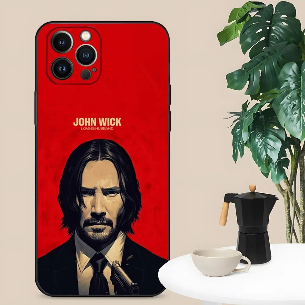 J-John Wick Movie Phone Case For Apple iPhone 15,14,13,12,11,XS,XR,X,8,7,Pro,Max,Plus,mini Silicone Black Cover