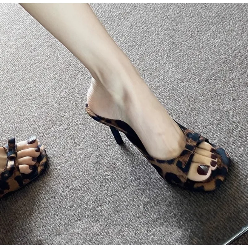 

Elegant Leopard High Heeled Sandals for Women Fashion Bow-Knot Square Toe Sandal Female Office Ladies Thin Heels Sandalias Mujer