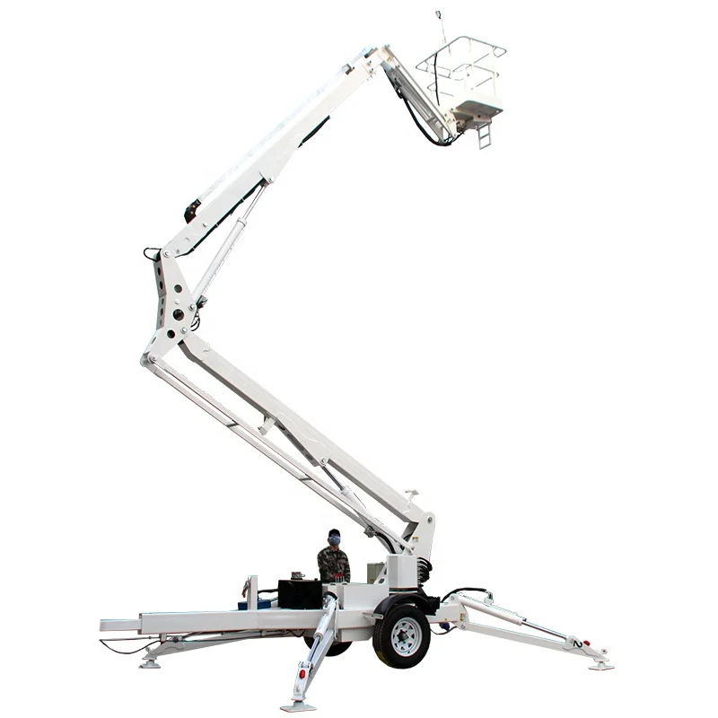 16m 20m Telescopic Cherry Picker Aerial Work Platform Petrol Power Towable Boom Lift for Tree Trimming for Retail Steel