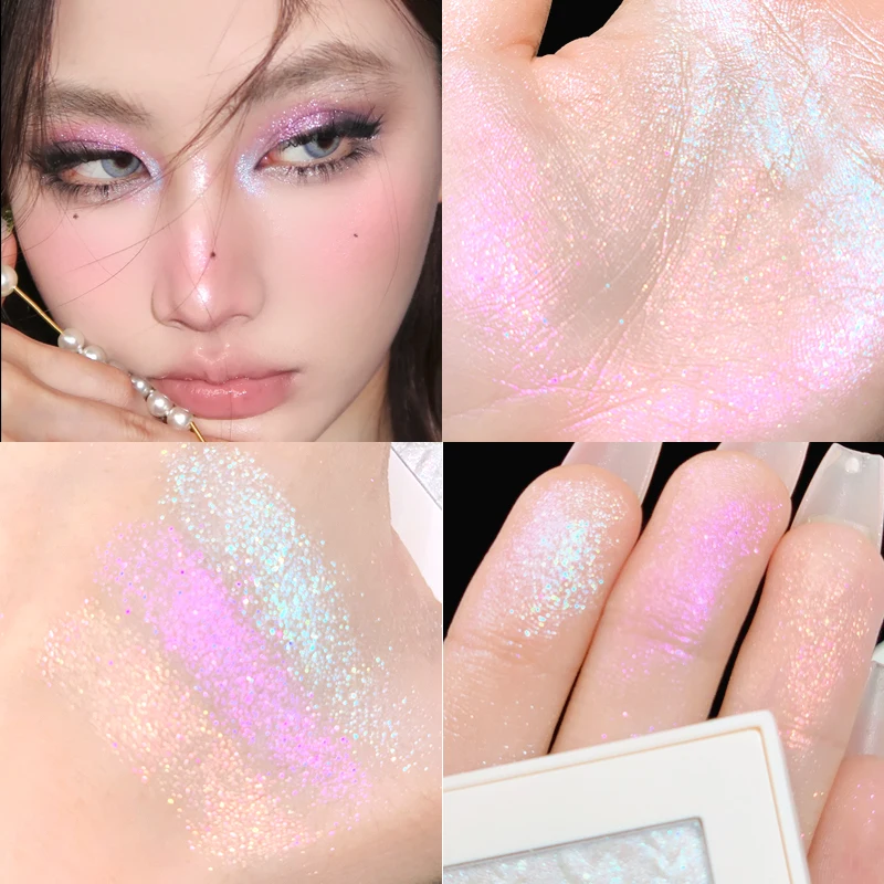 Diamonds Glitter Baked Highlighter Powder Palette Shimmer Soft Smooth Long Lasting Luminous Glow Face Highlight Makeup Cosmetics