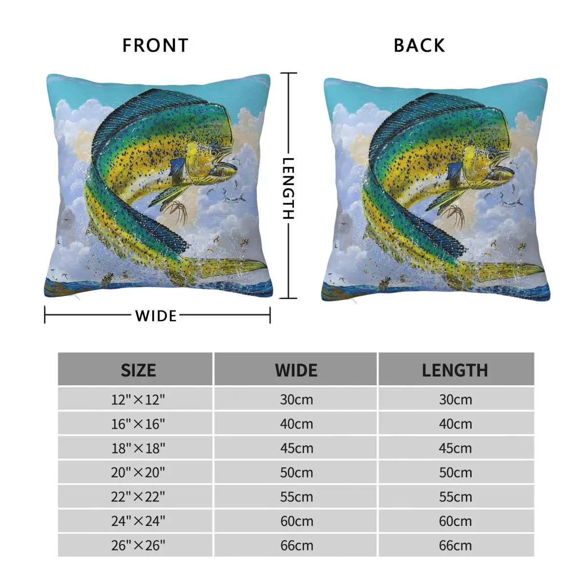 Mahi Hook Up Big-game Fishing Square Pillowcase Polyester Linen Velvet Creative Zip Decor Car Cushion Cover