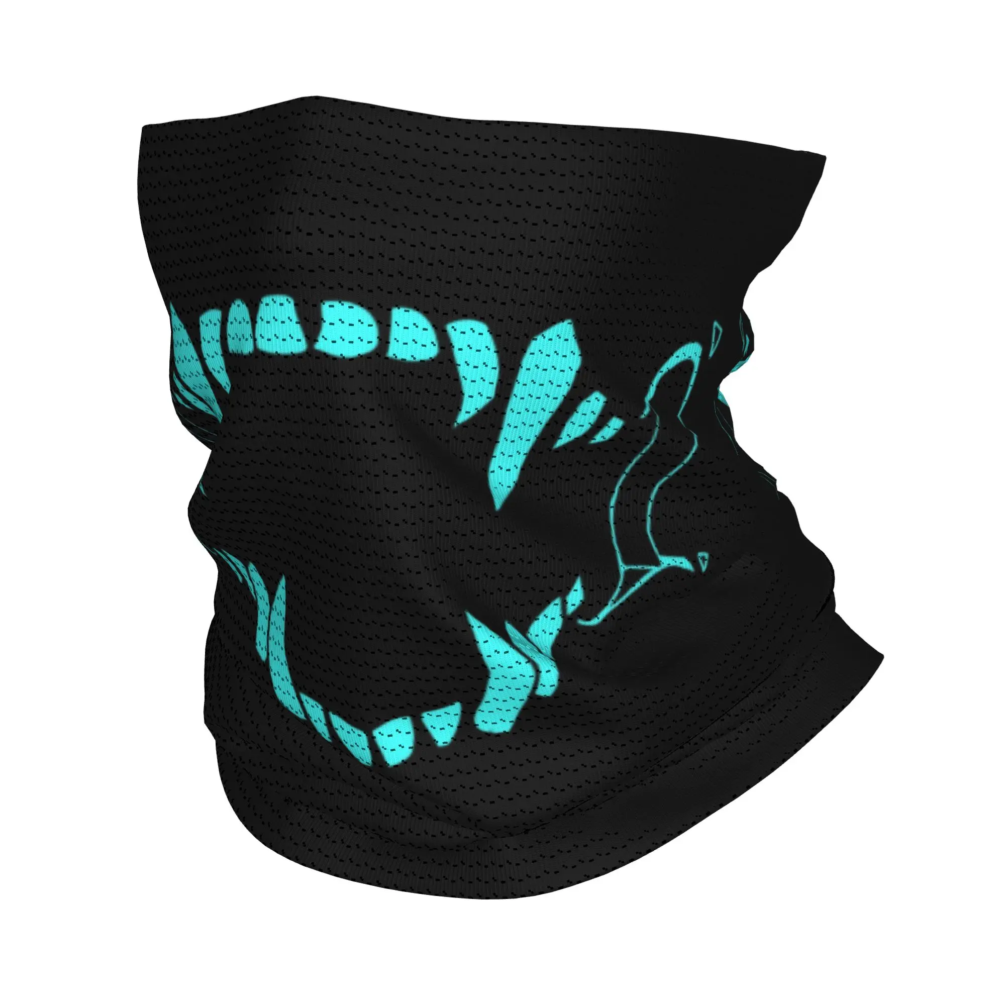 Custom Neon Oni Monster Teeth Winter Headband Neck Ski Hunting Tube Scarf Japanese Samurai Demon Hannya Face Bandana Gaiter