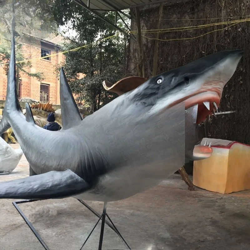 Large simulated dinosaur, fiberglass shark model, animal sculpture, dinosaur manufacturer