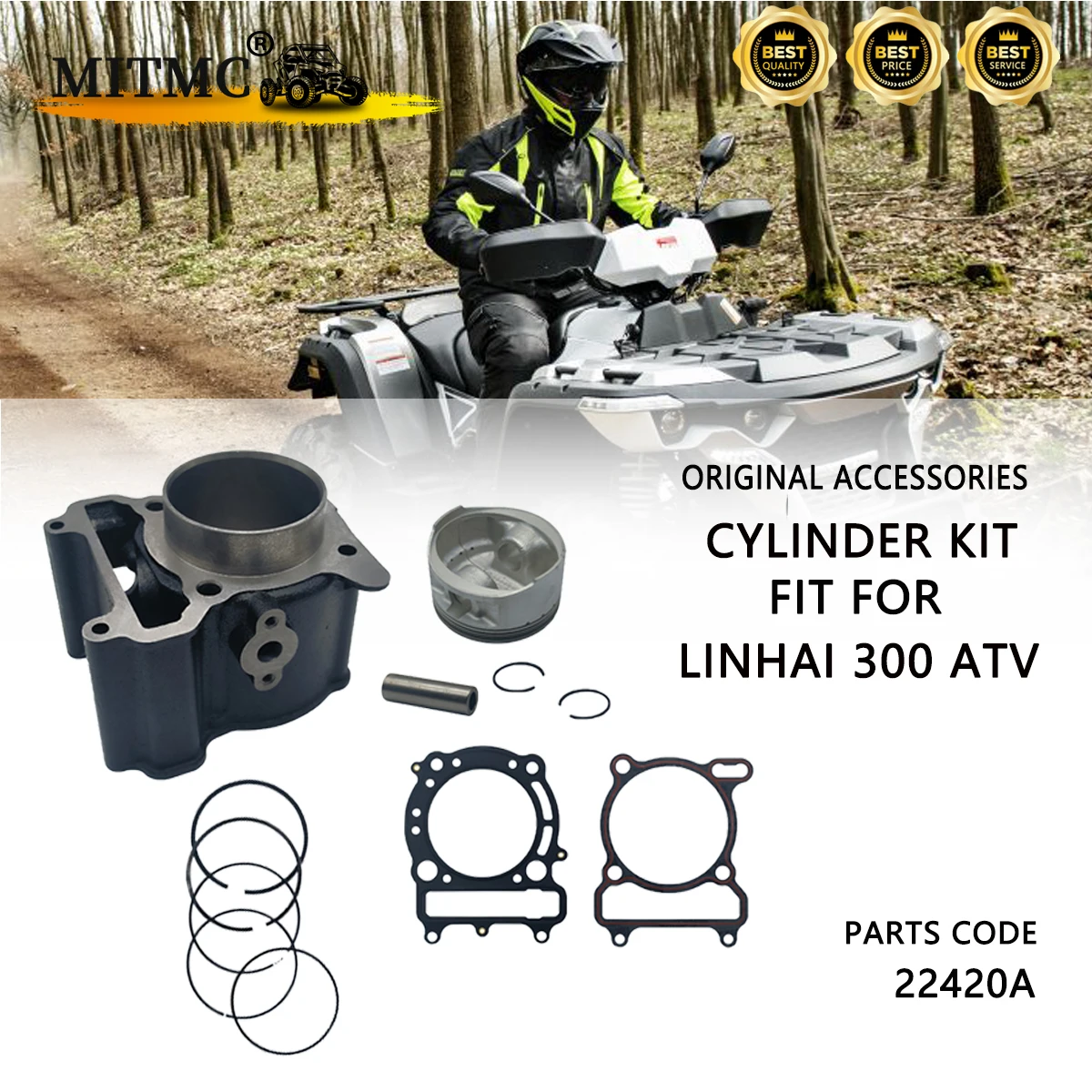 

Cylinder Piston Gasket Kit for Linhai 300 LH300 ATV 300 E2 300 T3b 300 T3b EFI 72.5MM Top End Rebuild Kit 22420A 22505A 22506A