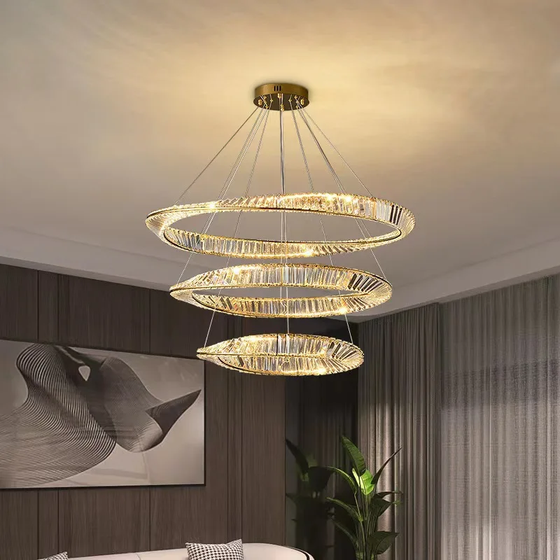 Light luxury led post-modern net red restaurant lamp hotel villa living room bedroom crystal chandelier