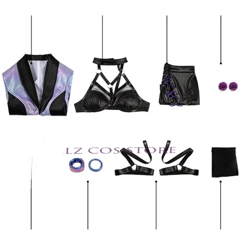 Kostiumy Cosplay KDA Evelynn Gra Agony's Embrace Mundurek Sukienka Peruka Halloween Party Role Play Seksowna Odzież Damska