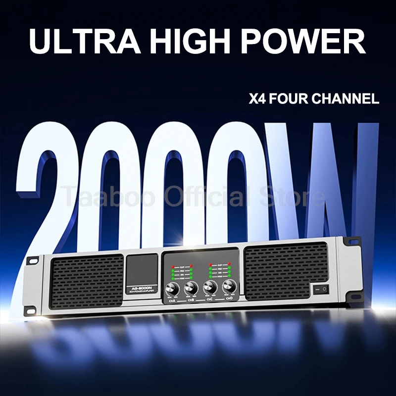 4*2000W High-Power Professional Digital Amplifier DSP Super Bass Rear Stage 4 Channel Audio Amplificador for KTV Sound Equipment