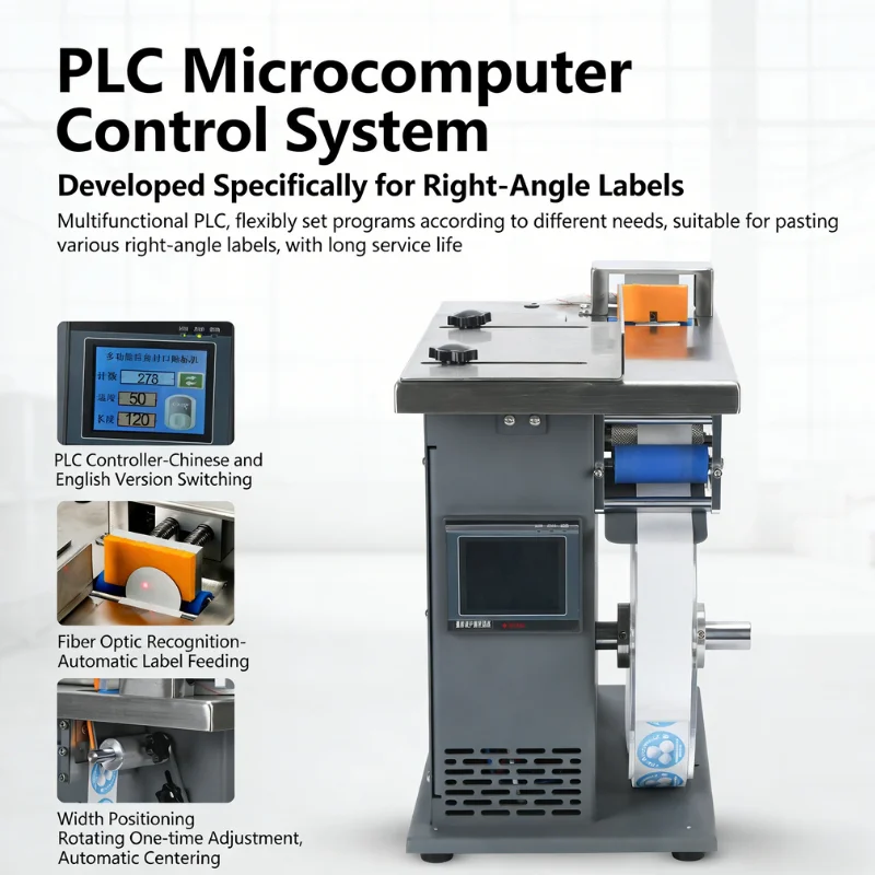 Right Angle Corner Labeler Automatic Sealing Machine for Transparent Round Label Box Anti-Counterfeiting Labeling