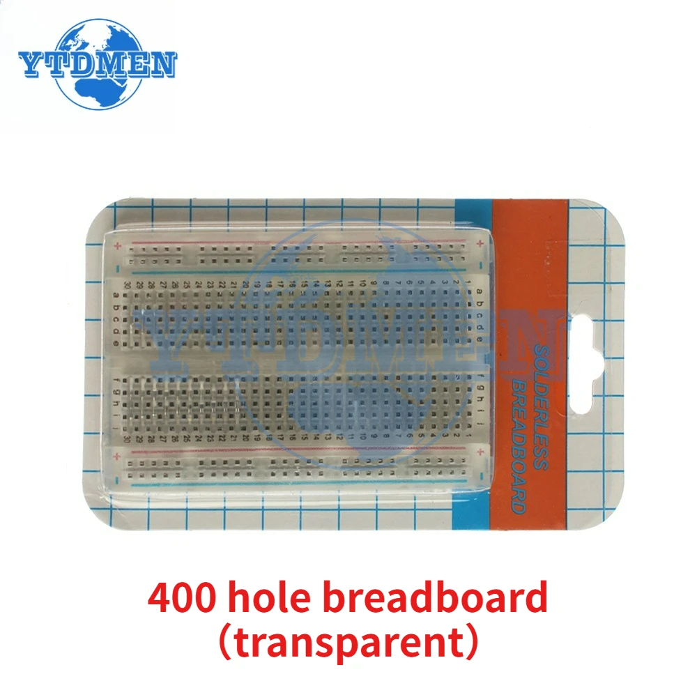 1 Set Breadboard Transparent 400 Points Solderless Pcb Breadboard with Dupont Line 10cm Male To Male 20pin Jumper Wire DIY Kit