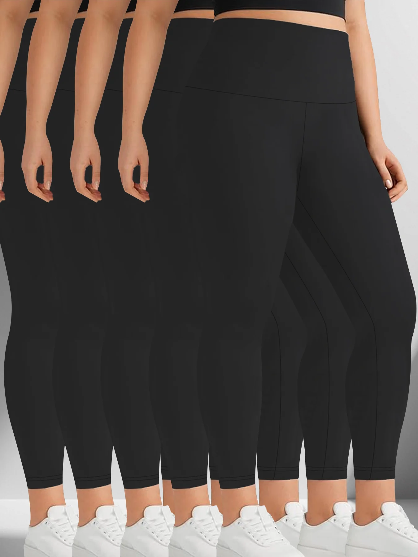 

5 pack Plus Size Women's High Waisted Leggings - Super Soft Fabric Ideal for Yoga Running Workout and Relaxing at Home