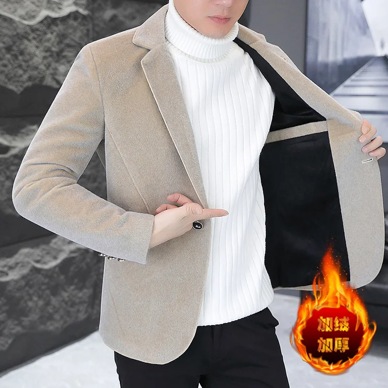 ARC Blazer Autumn/Winter Golden Sable Velvet and Cotton Thickened Thermal Small Suit Fashion Business Men's Slim Blazer